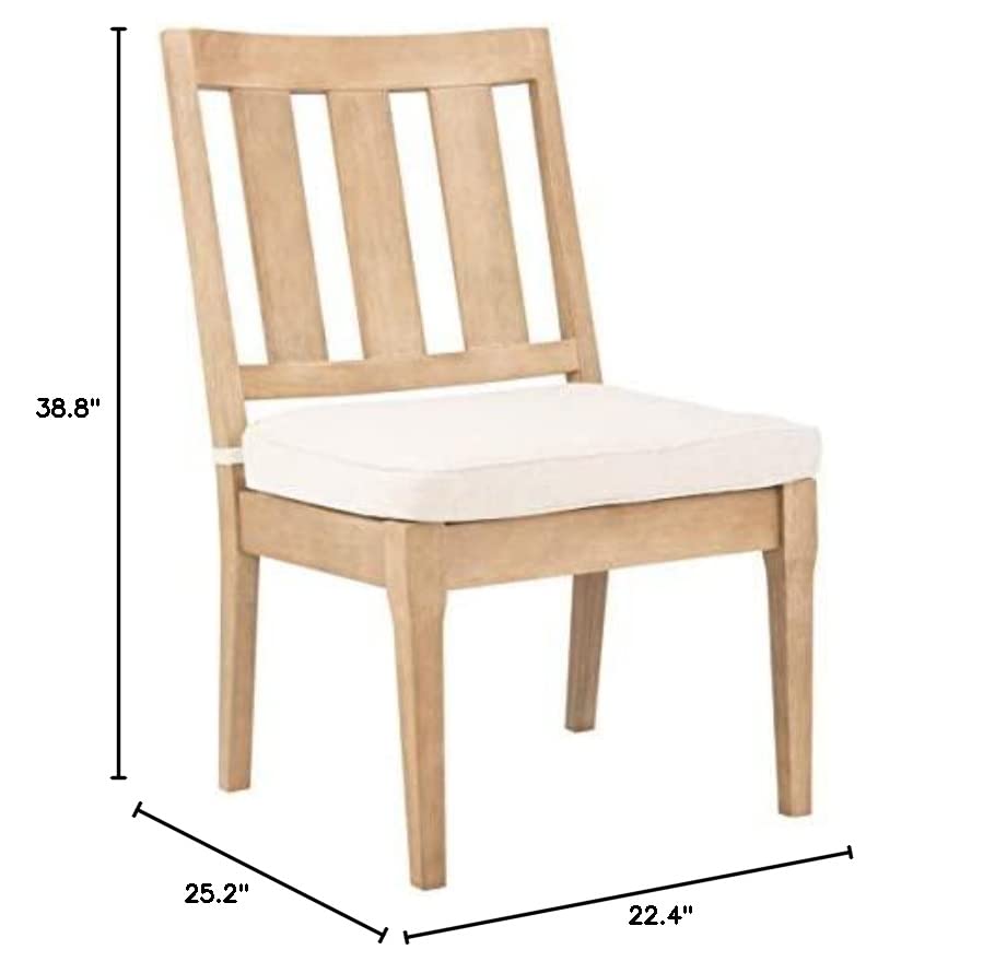 Safavieh CPT1018A-SET2 Couture Dominica Natural and White Wooden Outdoor (Set of 2) Patio Dining Chair