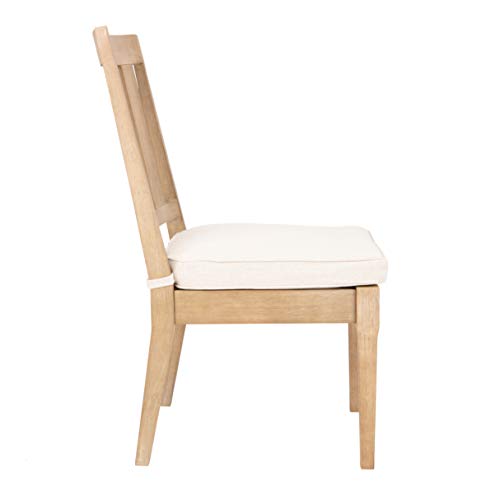 Safavieh CPT1018A-SET2 Couture Dominica Natural and White Wooden Outdoor (Set of 2) Patio Dining Chair