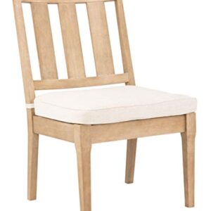 Safavieh CPT1018A-SET2 Couture Dominica Natural and White Wooden Outdoor (Set of 2) Patio Dining Chair