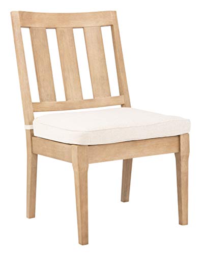 Safavieh CPT1018A-SET2 Couture Dominica Natural and White Wooden Outdoor (Set of 2) Patio Dining Chair