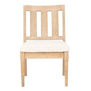 Safavieh CPT1018A-SET2 Couture Dominica Natural and White Wooden Outdoor (Set of 2) Patio Dining Chair