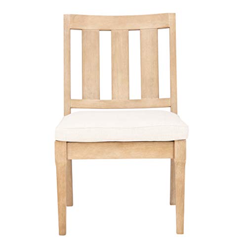 Safavieh CPT1018A-SET2 Couture Dominica Natural and White Wooden Outdoor (Set of 2) Patio Dining Chair