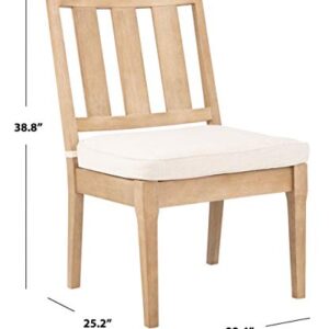 Safavieh CPT1018A-SET2 Couture Dominica Natural and White Wooden Outdoor (Set of 2) Patio Dining Chair