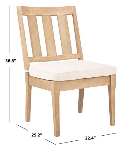 Safavieh CPT1018A-SET2 Couture Dominica Natural and White Wooden Outdoor (Set of 2) Patio Dining Chair