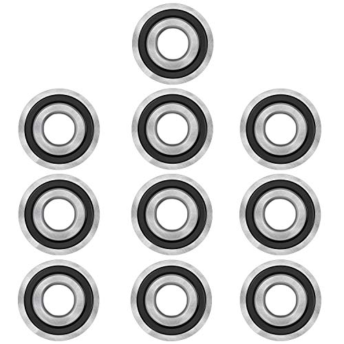 Bonbo 10Pcs Flanged Ball Bearings ID 3/4" x OD 1-3/8" for Lawn Mower, Wheelbarrows, Carts, Hand Trucks Wheel Alternative to 532009040, AM118315, AM127304, 10513, 251210 Etc, Deep Groove Ball Bearing