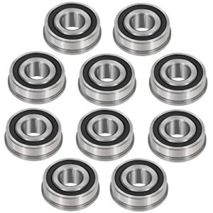 Bonbo 10Pcs Flanged Ball Bearings ID 3/4" x OD 1-3/8" for Lawn Mower, Wheelbarrows, Carts, Hand Trucks Wheel Alternative to 532009040, AM118315, AM127304, 10513, 251210 Etc, Deep Groove Ball Bearing