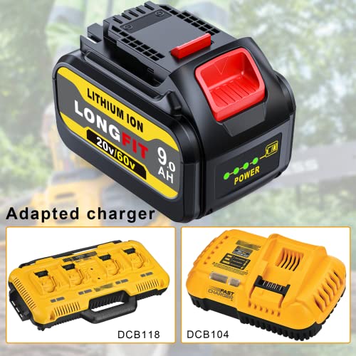 DCB609 60V/20V Replace for DEWALT Battery 9.0AH, Compatible with DeWalt 20V/60V Power Tools, Replace for dewalt 20V/60V Battery DCB609 DCB606 DCB612, Compatible with DeWalt 20v 60v Battery Chargers