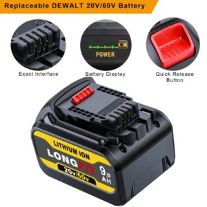 DCB609 60V/20V Replace for DEWALT Battery 9.0AH, Compatible with DeWalt 20V/60V Power Tools, Replace for dewalt 20V/60V Battery DCB609 DCB606 DCB612, Compatible with DeWalt 20v 60v Battery Chargers