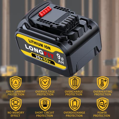 DCB609 60V/20V Replace for DEWALT Battery 9.0AH, Compatible with DeWalt 20V/60V Power Tools, Replace for dewalt 20V/60V Battery DCB609 DCB606 DCB612, Compatible with DeWalt 20v 60v Battery Chargers