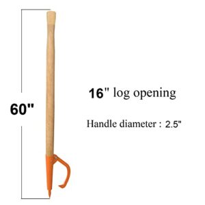 OAOLOWF 60" Log Peavy - Cant Hook - Peavey Point - 60" Heavy Logging Tool Log Roller Tool Hard Wood Handle - Retractable 16 Inch Opening Felling Log Roller Tool