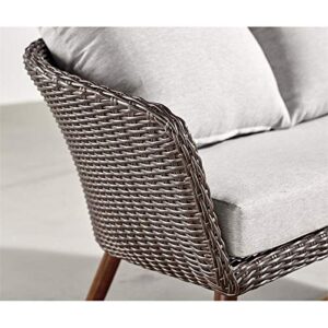 Athens All-Weather Brown Wicker Outdoor Chairs with Light Gray Cushions, Set of 2