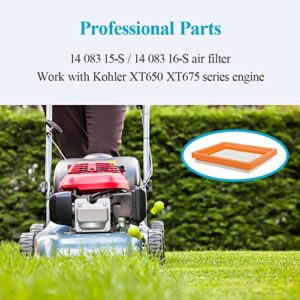 HOODELL 2-Pack Premium 14 083 15-S Air Filter, Compatible Kohler XT650 XT675 Engine Lawn Mower