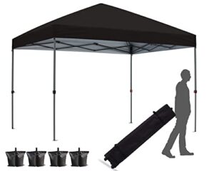 hlong pop up canopy tent outdoor portable easy canopy tent (10×10, black)