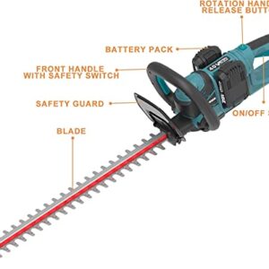 WESCO 40V Cordless Hedge Trimmer, 24-Inch Dual Action Cutting Blades, 3/4-Inch Cutting Capacity, 2Pcs 2.0Ah Li-ion Battery and Charger, Cordless Trimmer for Hedges/Shrubs/Bushes Trimming