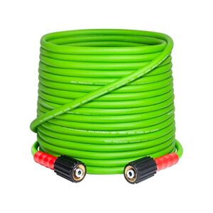 yamatic super flexible pressure washer hose 50 ft 1/4″, kink resistant power washer hose replacement for flexzilla uberflex ryobi genarac troy bilt honda m22-14mm rated 3200 psi/max 3700 psi,green