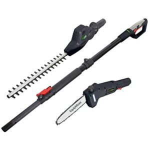 equipmaxx long reach 2 in 1 electric (corded) pole hedge trimmer & chainsaw, telescopic extension pole tool for garden pruning and branch cutting (extends to 7 1/2 feet)