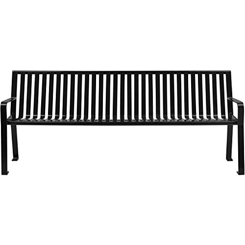 Global Industrial Outdoor Steel Slat Park Bench, 8 ft, Black