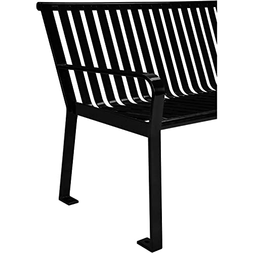 Global Industrial Outdoor Steel Slat Park Bench, 8 ft, Black