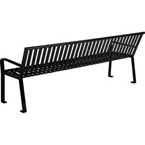 Global Industrial Outdoor Steel Slat Park Bench, 8 ft, Black