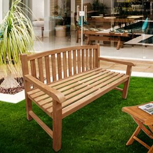 seven seas teak buenos aires outdoor patio oval bench, 4 foot made from solid teak wood