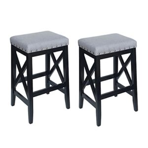 great deal furniture blair contemporary farmhouse upholstered fabric barstools (set of 2)
