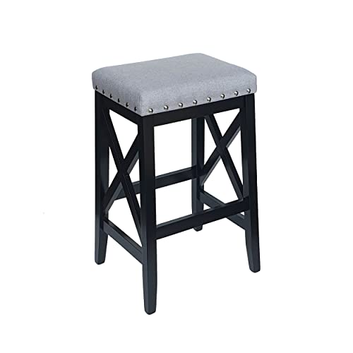 Great Deal Furniture Blair Contemporary Farmhouse Upholstered Fabric Barstools (Set of 2)