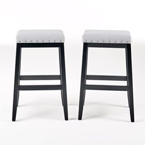 Great Deal Furniture Blair Contemporary Farmhouse Upholstered Fabric Barstools (Set of 2)