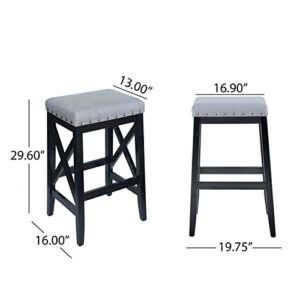 Great Deal Furniture Blair Contemporary Farmhouse Upholstered Fabric Barstools (Set of 2)