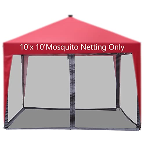 10'x10' Gazebo Canopy Replacement Netting,Mesh Screen Netting Sidewalls with Zipper for Patio Gazebo Canopy Tent(Screen Sidewalls ONLY)