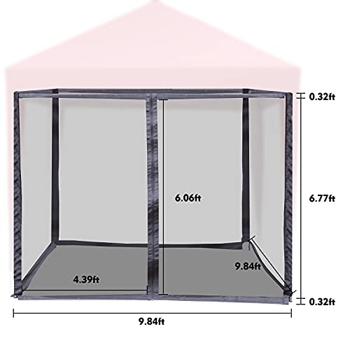 10'x10' Gazebo Canopy Replacement Netting,Mesh Screen Netting Sidewalls with Zipper for Patio Gazebo Canopy Tent(Screen Sidewalls ONLY)