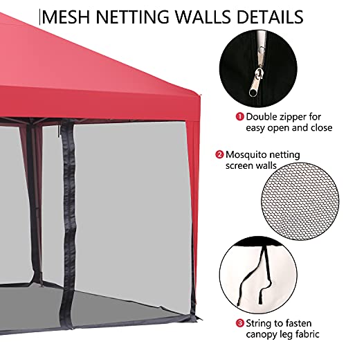 10'x10' Gazebo Canopy Replacement Netting,Mesh Screen Netting Sidewalls with Zipper for Patio Gazebo Canopy Tent(Screen Sidewalls ONLY)