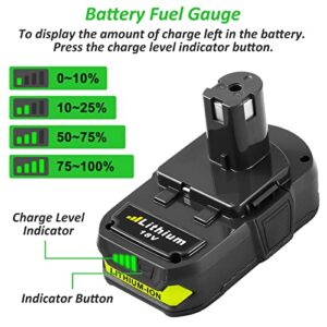 3.0Ah Replacement Battery Compatible with Ryobi 18V Lithium Battery P102 P103 P104 P105 P107 P108 P109 P190 P122 for 18 Volt Cordless Power Tools 2 Packs