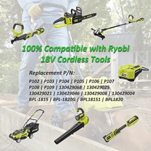 3.0Ah Replacement Battery Compatible with Ryobi 18V Lithium Battery P102 P103 P104 P105 P107 P108 P109 P190 P122 for 18 Volt Cordless Power Tools 2 Packs