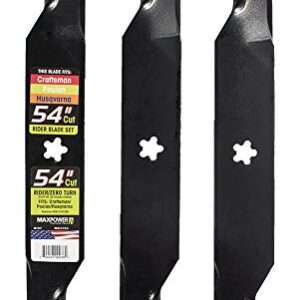 MaxPower 561747B 3 Blade Set for Many 54 in. Cut Craftsman, Husqvarna, Poulan Mowers Replaces OEM #'s 187256 and 532187256