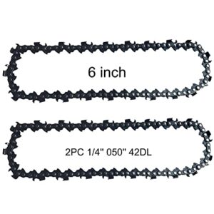 Opuladuo 2PC 6 Inch Chainsaw Chain, Replacement Chain for BLACK+DECKER Alligator Lopper LLP120, LLP120B, LP1000, NLP1800 Chain Saw - 1/4" - .050" - 42 DL