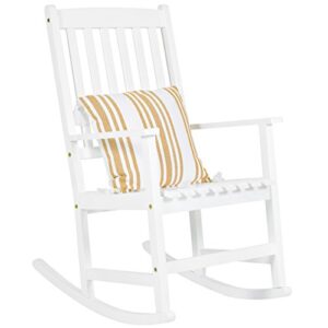 best choice products indoor outdoor traditional wooden rocking chair furniture w/slatted seat and backrest, white