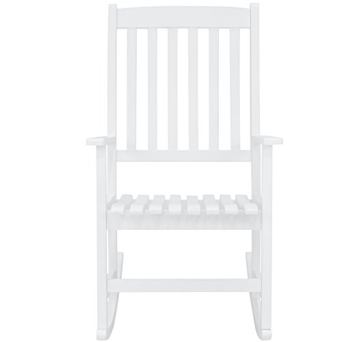 Best Choice Products Indoor Outdoor Traditional Wooden Rocking Chair Furniture w/Slatted Seat and Backrest, White