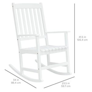 Best Choice Products Indoor Outdoor Traditional Wooden Rocking Chair Furniture w/Slatted Seat and Backrest, White