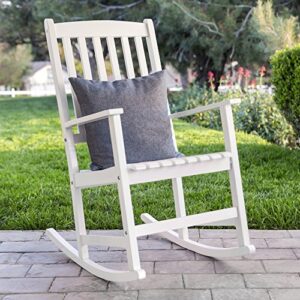 Best Choice Products Indoor Outdoor Traditional Wooden Rocking Chair Furniture w/Slatted Seat and Backrest, White