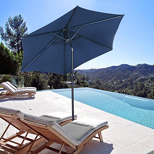 HYD-Parts 7.5FT Patio Umbrella Outdoor Table Umbrella,Market Umbrella with Push Button Tilt and Crank for Garden, Lawn, Deck, Backyard & Pool (Navy Blue)