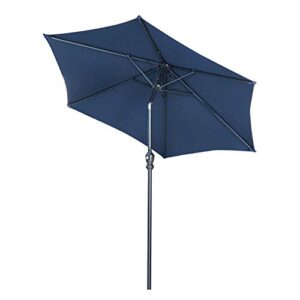HYD-Parts 7.5FT Patio Umbrella Outdoor Table Umbrella,Market Umbrella with Push Button Tilt and Crank for Garden, Lawn, Deck, Backyard & Pool (Navy Blue)