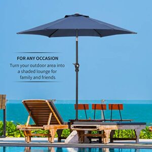 HYD-Parts 7.5FT Patio Umbrella Outdoor Table Umbrella,Market Umbrella with Push Button Tilt and Crank for Garden, Lawn, Deck, Backyard & Pool (Navy Blue)