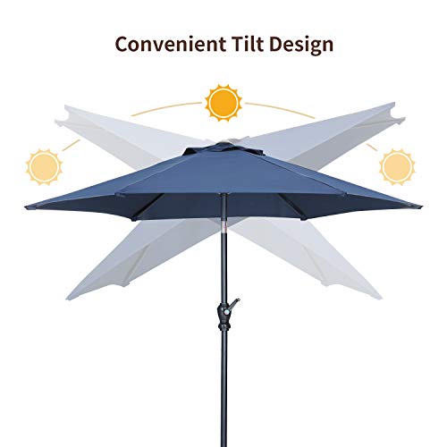 HYD-Parts 7.5FT Patio Umbrella Outdoor Table Umbrella,Market Umbrella with Push Button Tilt and Crank for Garden, Lawn, Deck, Backyard & Pool (Navy Blue)