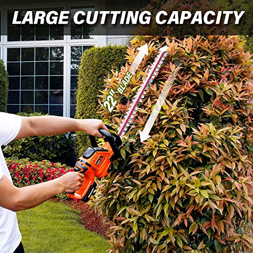 Hedge Trimmer Maxlander Hedge Trimmer Cordless with 22”Dual-Action Blade, Electric Hedge Trimmer Include 20V 2.0Ah Battery and Fast Charger