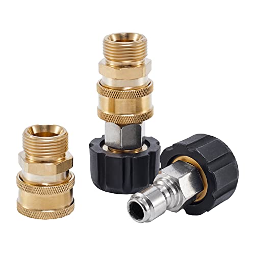 Raincovo Pressure Washer Quick Connect Fittings, M22 14mm to 3/8 Inch Quick Connect Pressure Washer Hose Adapter, 4 Pieces