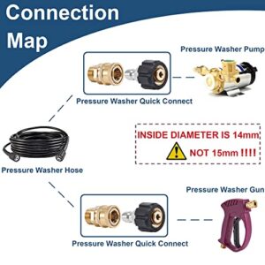 Raincovo Pressure Washer Quick Connect Fittings, M22 14mm to 3/8 Inch Quick Connect Pressure Washer Hose Adapter, 4 Pieces