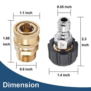 Raincovo Pressure Washer Quick Connect Fittings, M22 14mm to 3/8 Inch Quick Connect Pressure Washer Hose Adapter, 4 Pieces