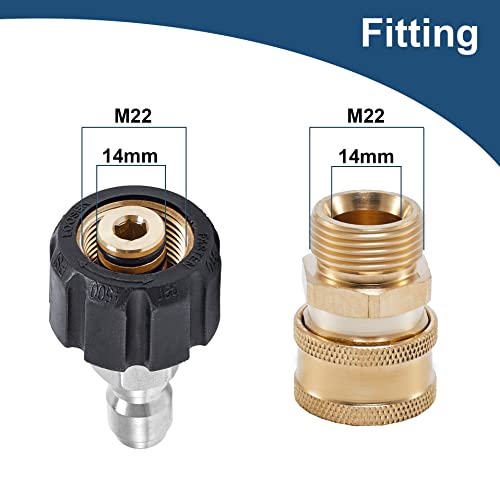 Raincovo Pressure Washer Quick Connect Fittings, M22 14mm to 3/8 Inch Quick Connect Pressure Washer Hose Adapter, 4 Pieces