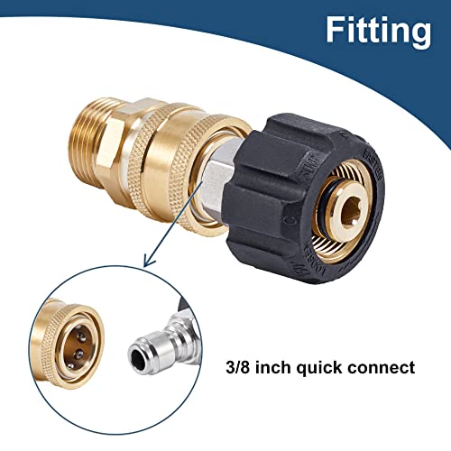 Raincovo Pressure Washer Quick Connect Fittings, M22 14mm to 3/8 Inch Quick Connect Pressure Washer Hose Adapter, 4 Pieces