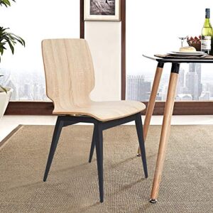 4 Pack Kitchen Dining Chairs with Bentwood Seat and Metal Legs, Indoor Outdoor Side Chair for Cafe, Bistro and Restaurant, Ergonomic Design, Natural